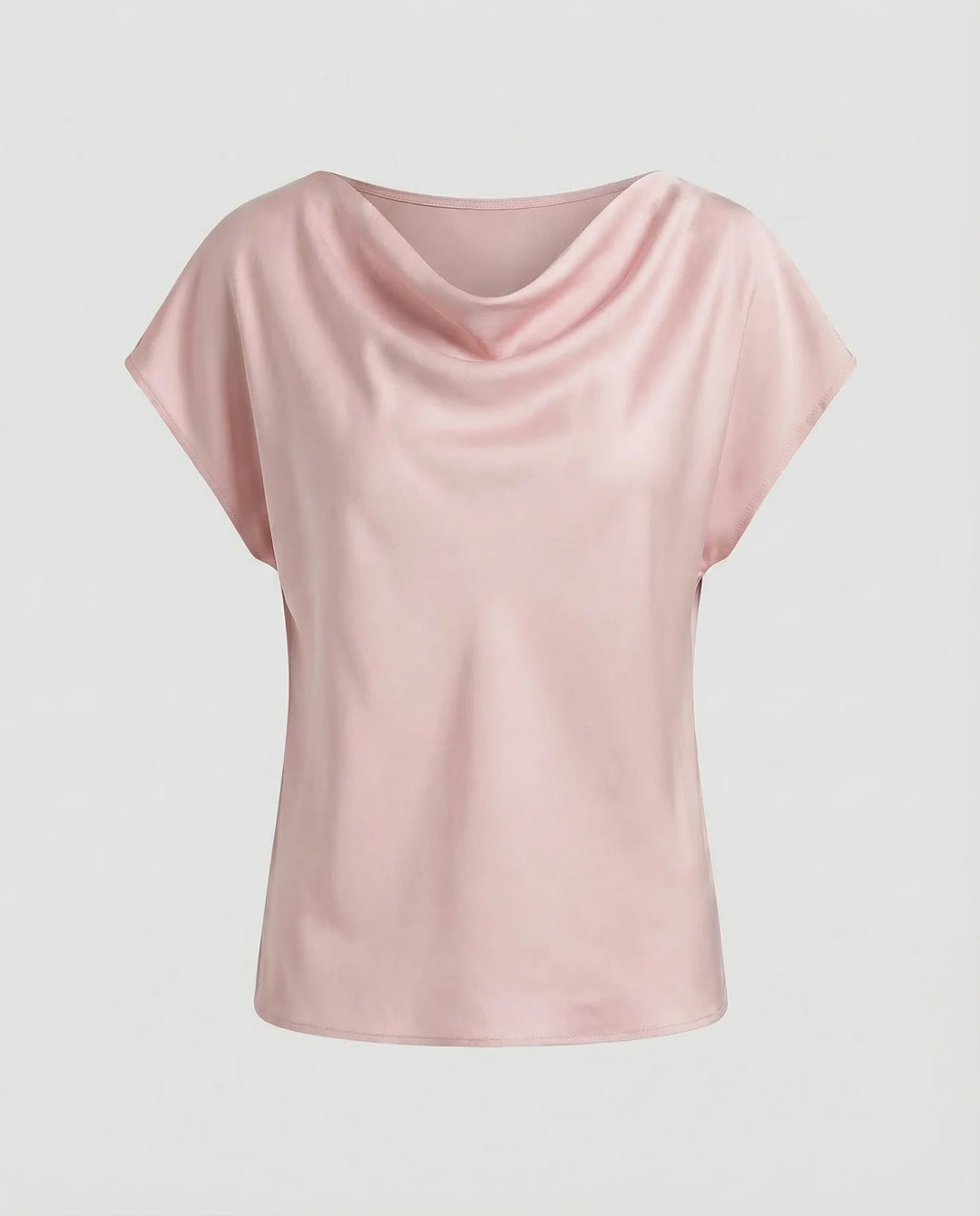 Damen Satinbluse Wasserfallkragen