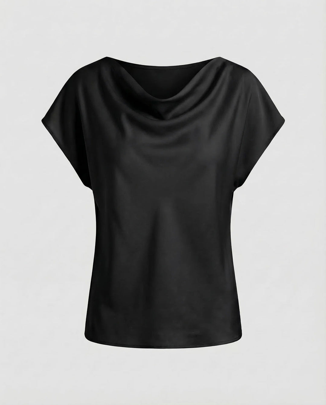 Damen Satinbluse Wasserfallkragen
