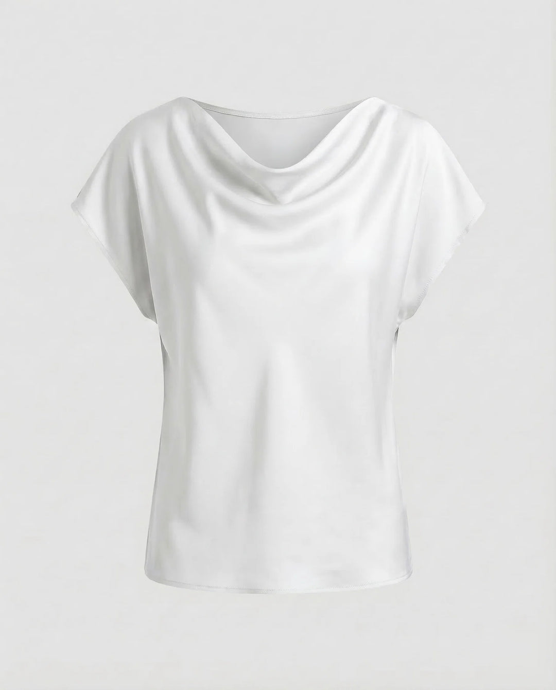 Damen Satinbluse Wasserfallkragen