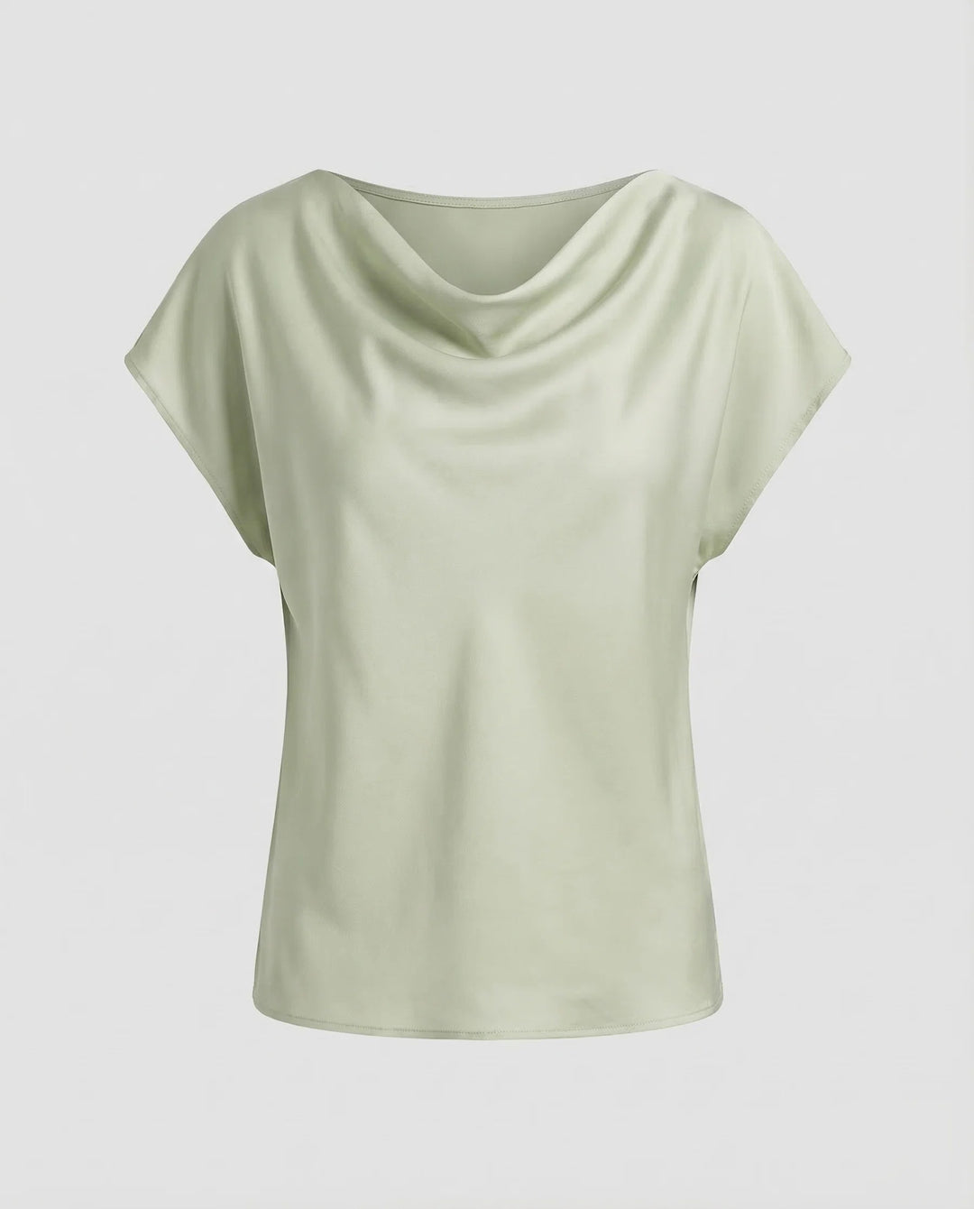Damen Satinbluse Wasserfallkragen