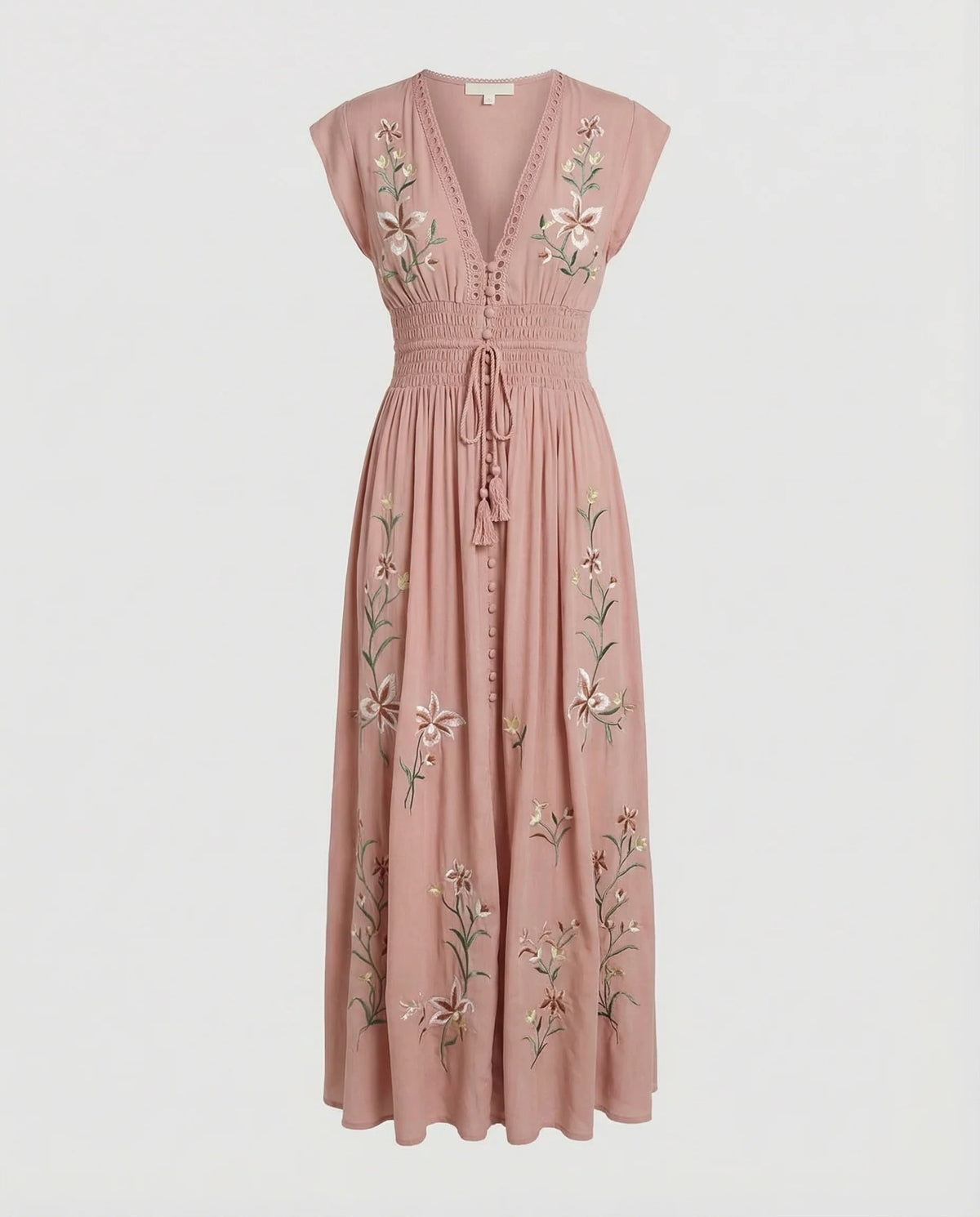 Damen besticktes Strand-Maxikleid
