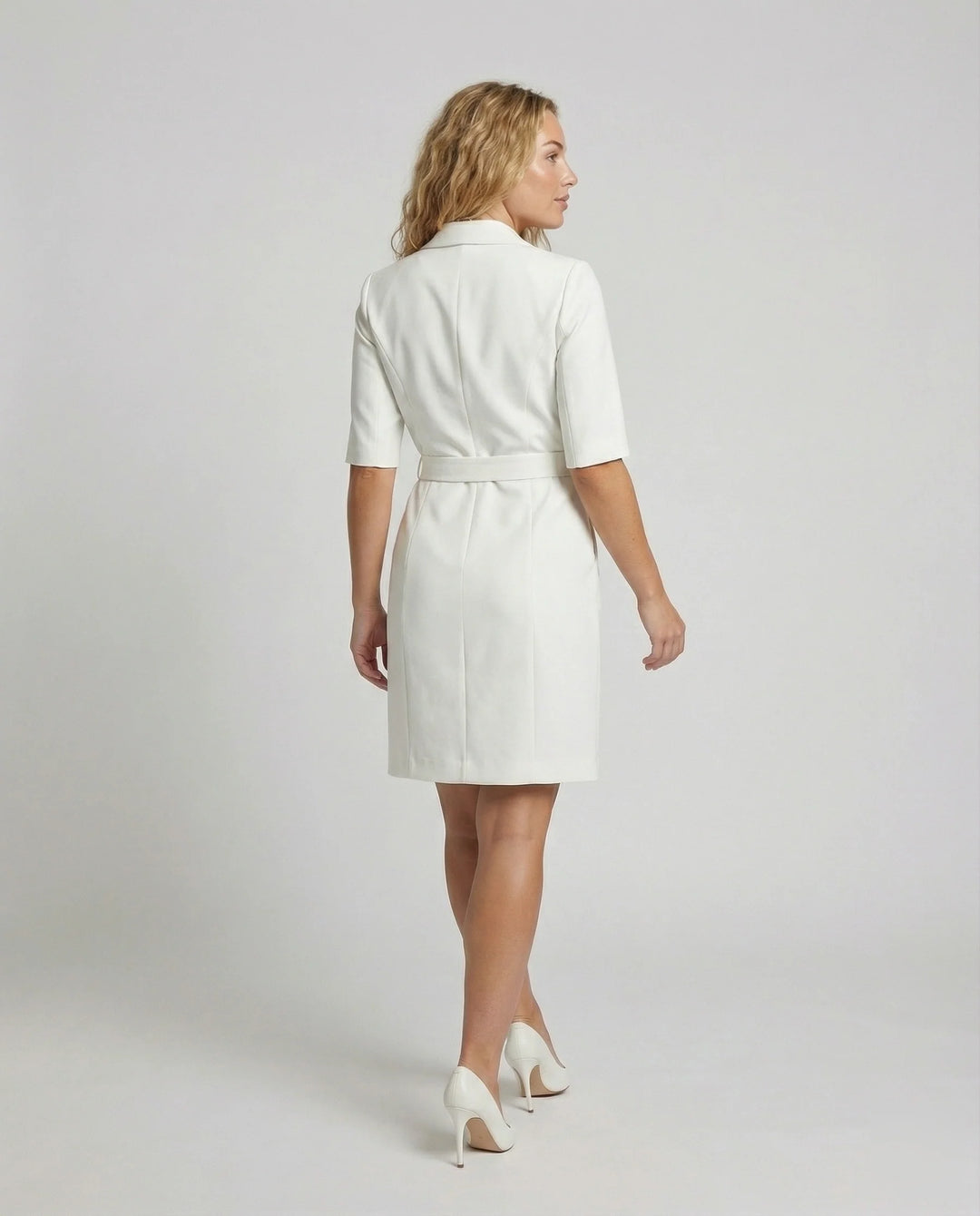 Damen Professionelle Integrierter-Gürtel Blazerkleid