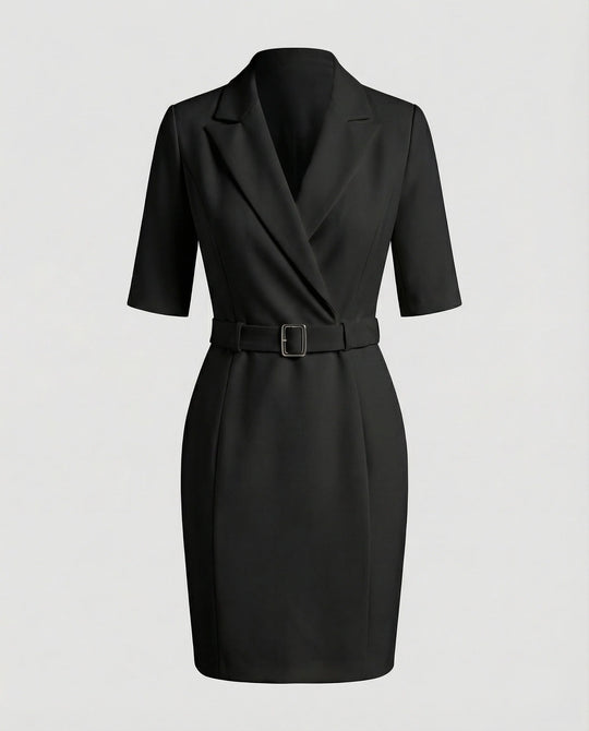 Damen Professionelle Integrierter-Gürtel Blazerkleid