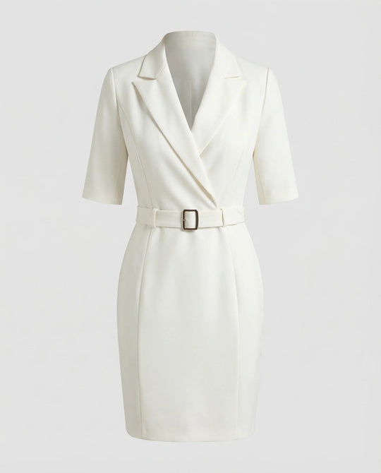Damen Professionelle Integrierter-Gürtel Blazerkleid