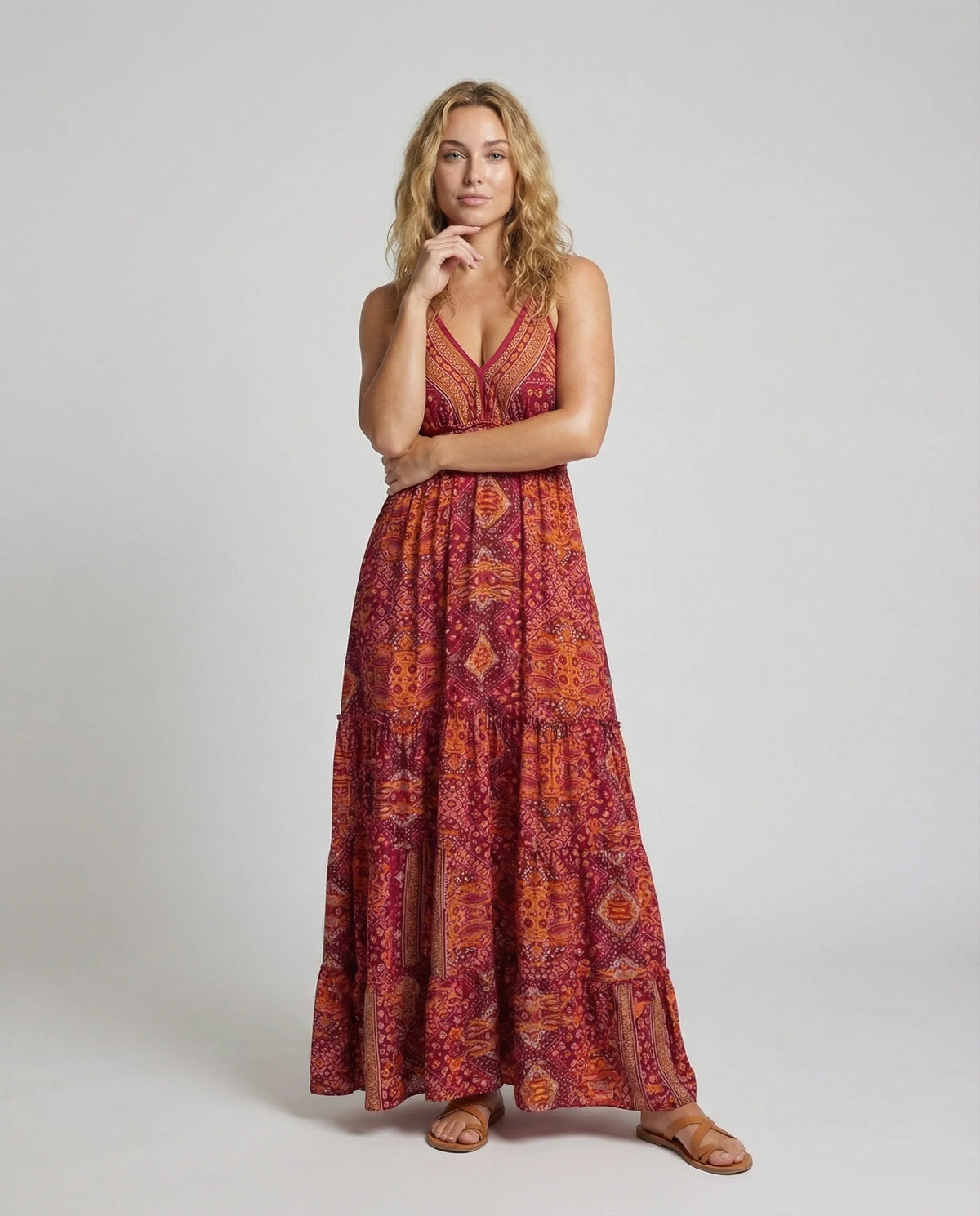 Damen Romantische Spitzen-Bustier Mischgewebe Boho-Longdress