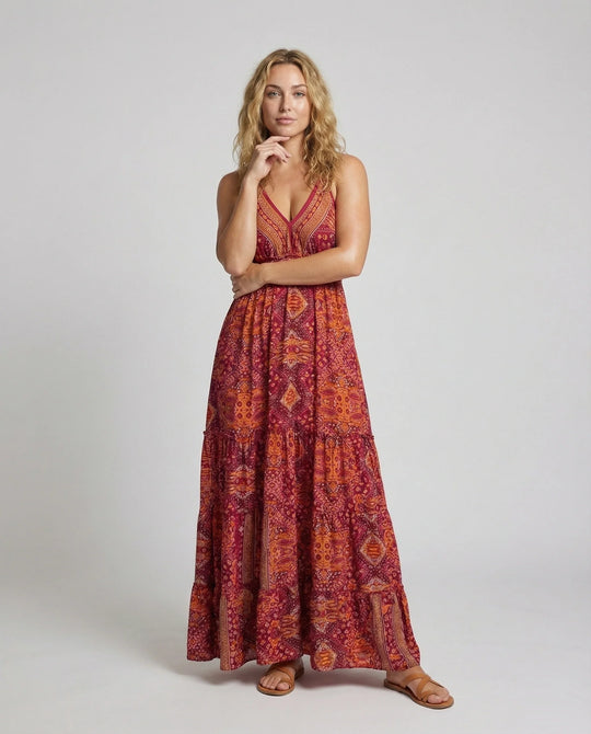 Damen Romantische Spitzen-Bustier Mischgewebe Boho-Longdress