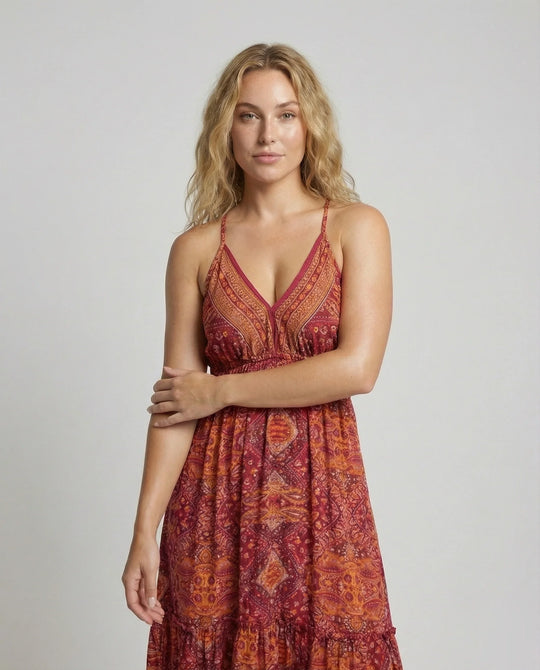 Damen Romantische Spitzen-Bustier Mischgewebe Boho-Longdress