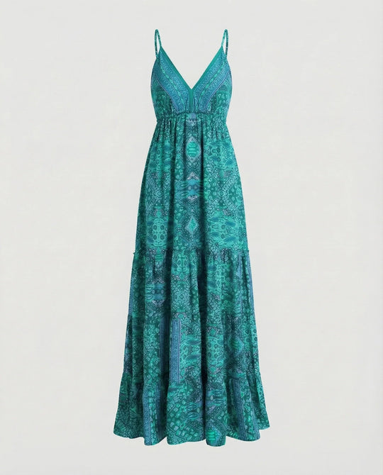 Damen Romantische Spitzen-Bustier Mischgewebe Boho-Longdress