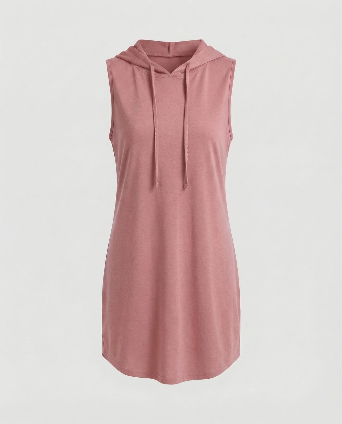 Damen Bequeme Gerundeter Saum Baumwollmischung Kapuzen-Minikleid