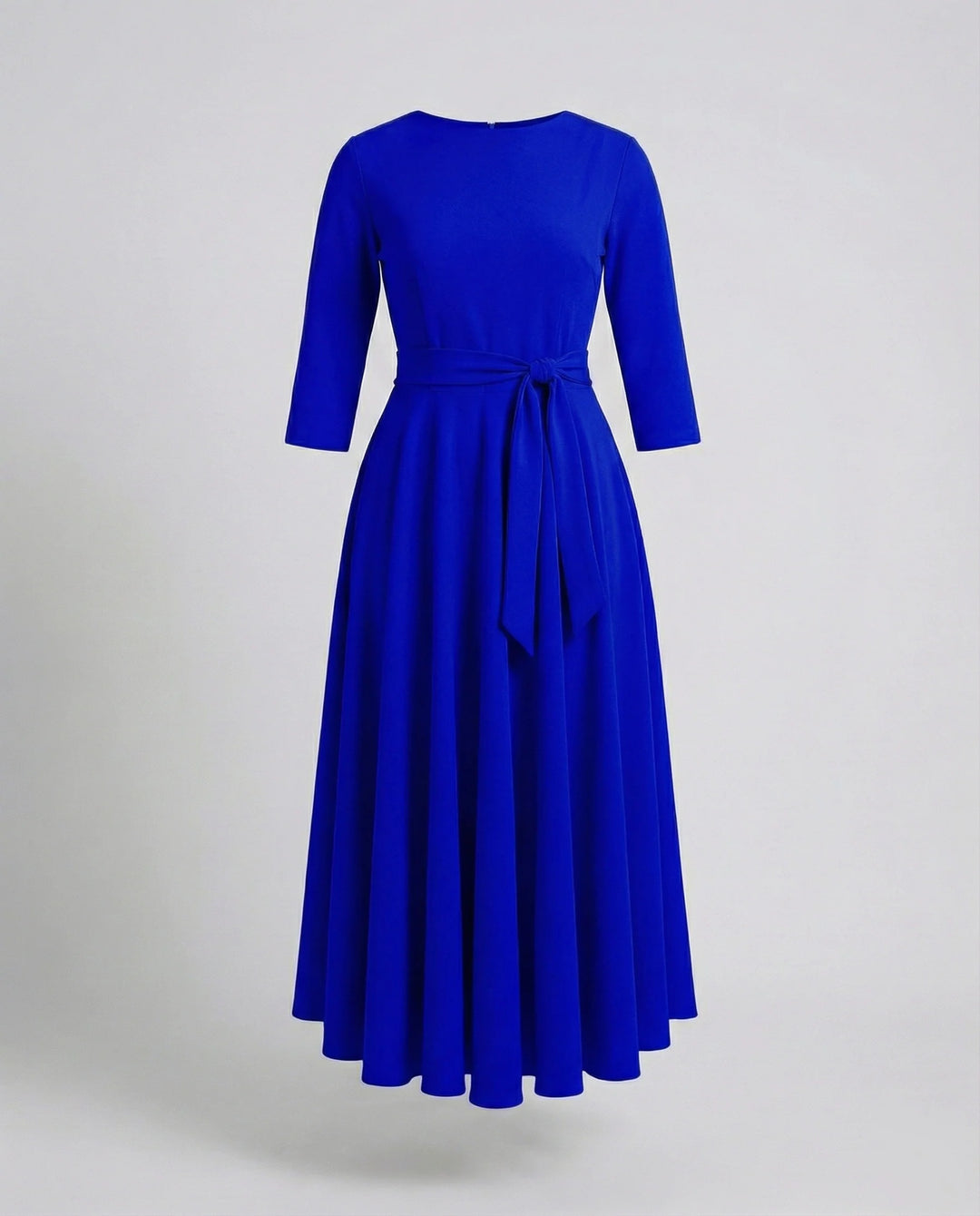 Damen Jersey-Kleid Knöchellang Knoten-Gürtel Taschen