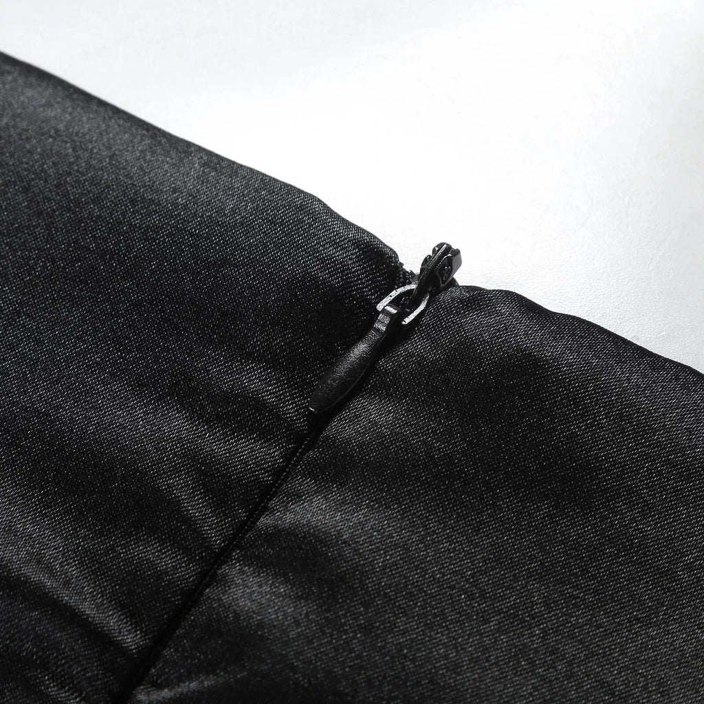 Elegantes Schwarz-Weiß Gradient Ärmelloses Patchwork Maxikleid