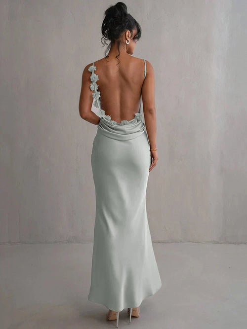 Satin Kleid mit Blumen