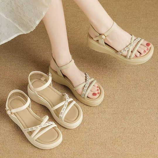 Sandalias de verano con pedrería y suela suave
