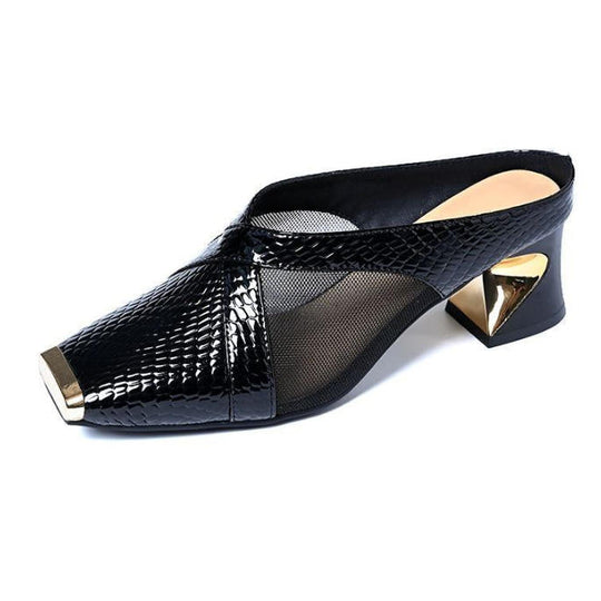 Mules de tacón grueso modernas