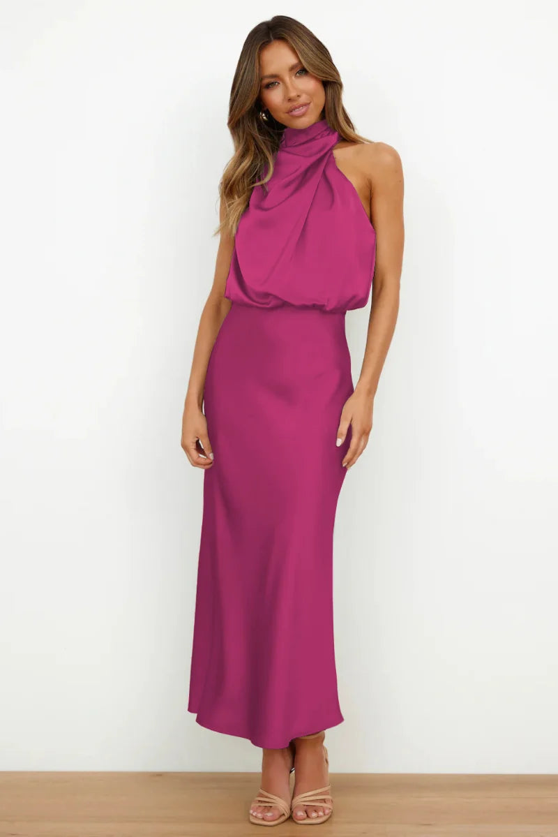 Elegantes Midi kleid mit Asymmetrischem Rundhalsausschnitt