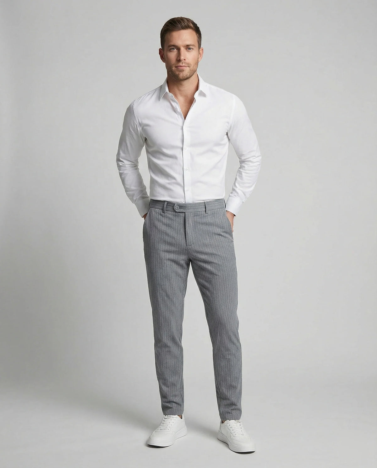Herren Anzughose Nadelstreifen mit Stretch