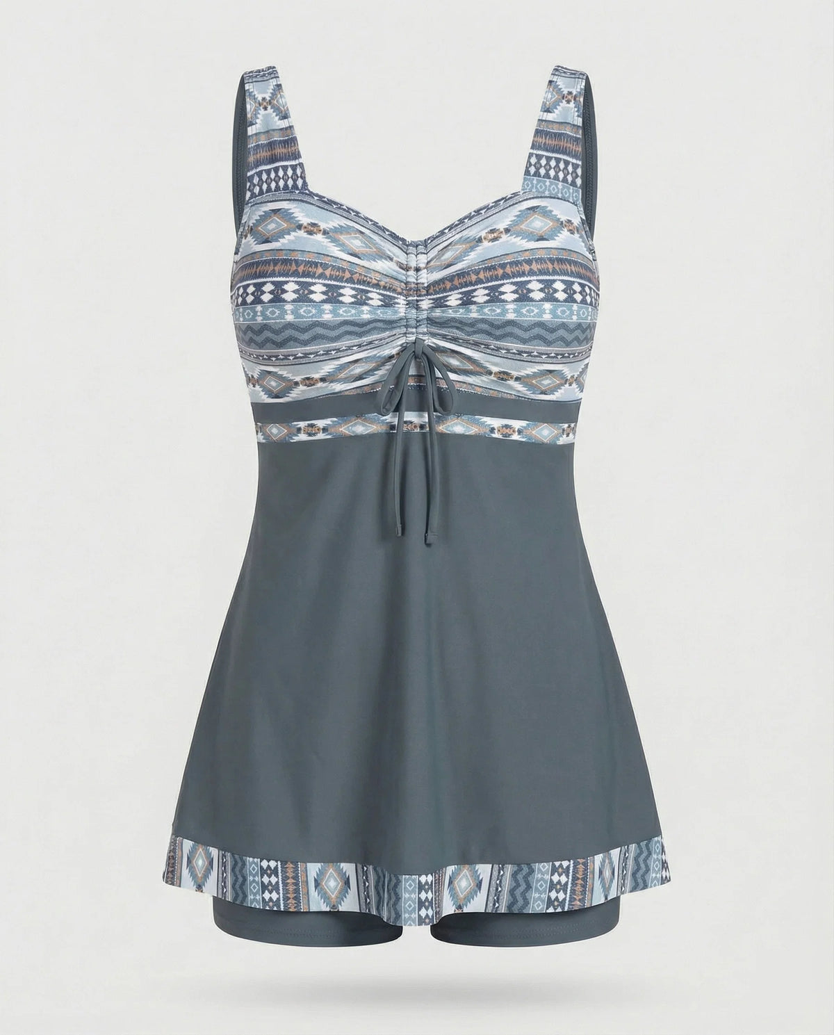 Blauer, Schmaler, Leichter Patchwork-Tankini
