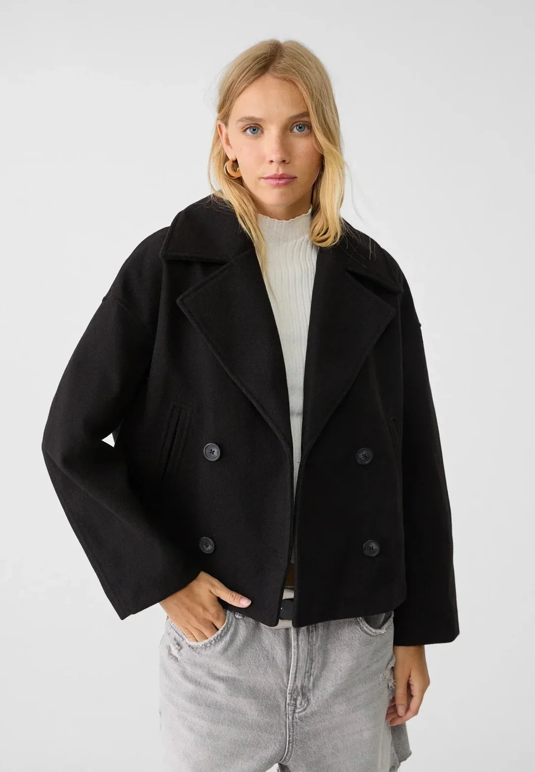 Damen Jacke mit Kurzschnitt & Doppelreiher